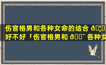 伤官格男和各种女命的结合 🦊 好不好「伤官格男和 🐯 各种女命的结合怎么样」